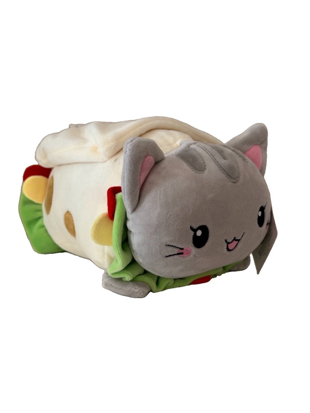 Dan-Dee Burrito Grey Cat Wrap Plush Cat Toy Stuffed Animal Toy 8” NEW!